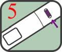 Autoinjektor Anapen držte přitisknutý k vnější části stehna 10 vteřin. Anapen pomalu vytáhněte ze stehna. Pak místo vpichu jemně namasírujte. 5 Indikátor injekce zčervená.