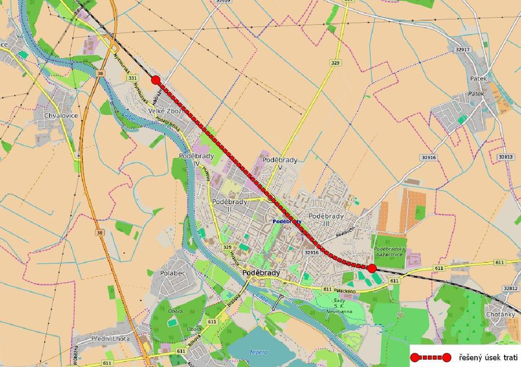 8.4.6 Poděbrady Velké Zboží, Kostelní Předměstí, U Bažantnice Železniční trať: KJŘ č. 231 (TÚ č.