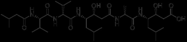 1.6.1.5 Pepstatin Pepstatin je silný inhibitor aspartátových proteáz.