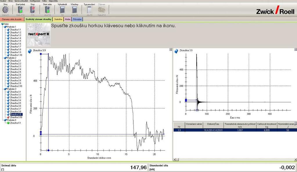 UTB ve Zlíně, Fakulta technologická 37 6.4.1 Technické parametry rázového kladiva ZWICK ROELLHIT50P Tab. 5. Technické parametry rázového kladiva ZWICK ROELL HIT50P.