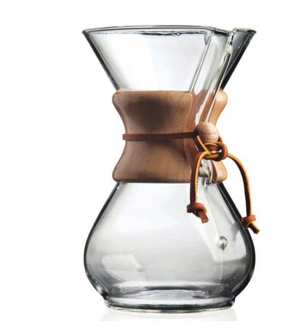 Chemex Chemex je skleněná nádoba. V podstatě se jedná o upravenou nádobu původně používanou v laboratoři a má tvar Chemex přesýpacích hodin.