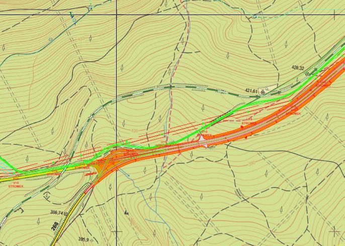 Možný souběh nebo překryv pásem: VVN 110 kv - silnice vzdálenost krajního vodiče od kraje komunikace 5 m (musí být předem projednáno se správcem komunikace) VVN 110 kv cyklostezka lze uplatnit, viz