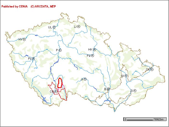 Hydrogeologický rajón 215 Třeboňská pánev severní část se nachází v