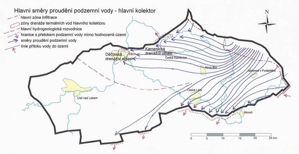 oblastí a v rozdělení a významu zón regionální drenáže. K infiltraci do kolektoru dochází na podstatně větších plochách, nekrytých nadložním izolátorem, než v případě kolektoru A.