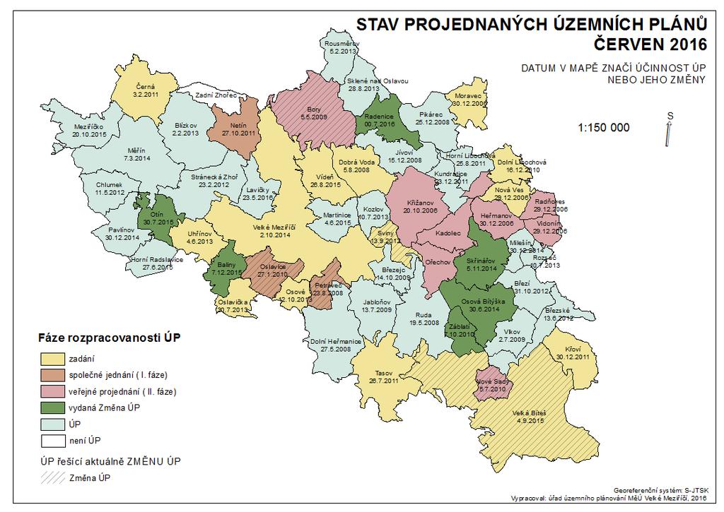 Obec Schválení (účinnost) Stav současný Rousměrov 5.2.2013 ÚP Rozseč 10.7.2013 ÚP Ruda 19. 5. 2008 ÚP Sklené nad Oslavou 28.8.2013 ÚP Skřinářov 5.11.2014 ÚP změna č.1 Stránecká Zhoř 23. 2. 2012 ÚP Sviny 13.