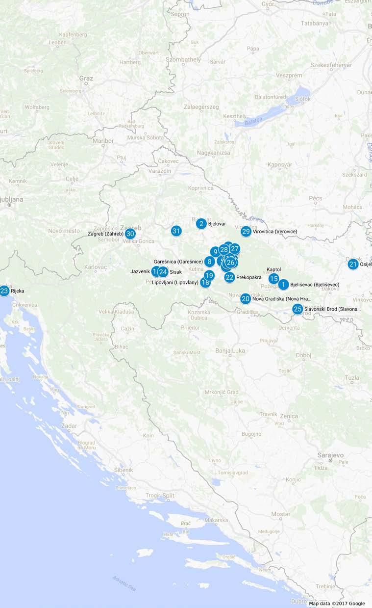 České besedy v Chorvatsku České besedy celková mapa Bjeliševac (Bjeliševec) Bjelovar Daruvar Daruvarski Brestovac (Daruvarský Brestov) Dežanovac (Dežanovec) Doljani (Dolany) Donji Sređani (Dolní