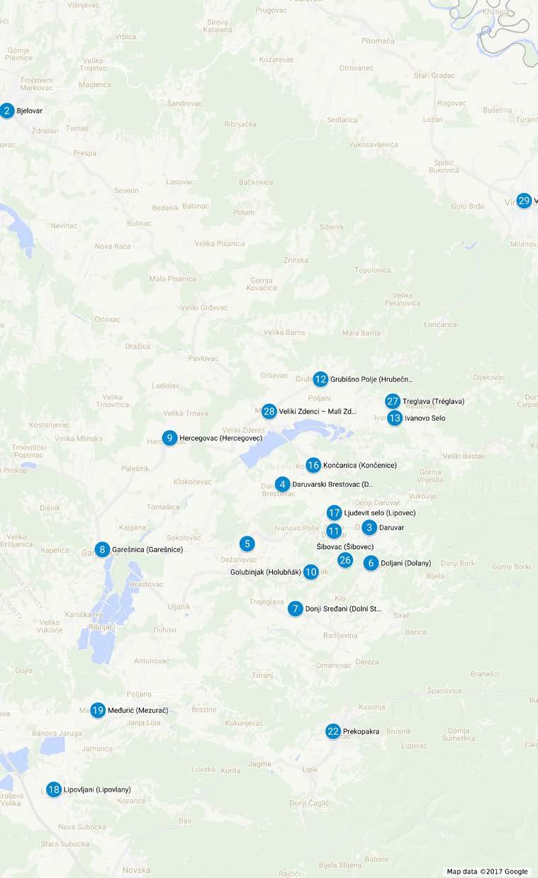 České besedy v Chorvatsku výřez České besedy výřez Bjeliševac (Bjeliševec) Bjelovar Daruvar Daruvarski Brestovac (Daruvarský Brestov) Dežanovac (Dežanovec) Doljani (Dolany) Donji Sređani (Dolní