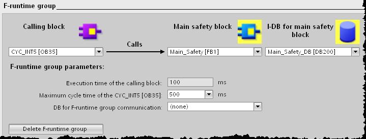 Definování F-runtime skupiny Program Struktura Omezení F-runtime skupiny Kompilace Download Jaký je postup definování F-runtime skupiny? 6.Definujte safety blok jako Main-Safety-Block,.