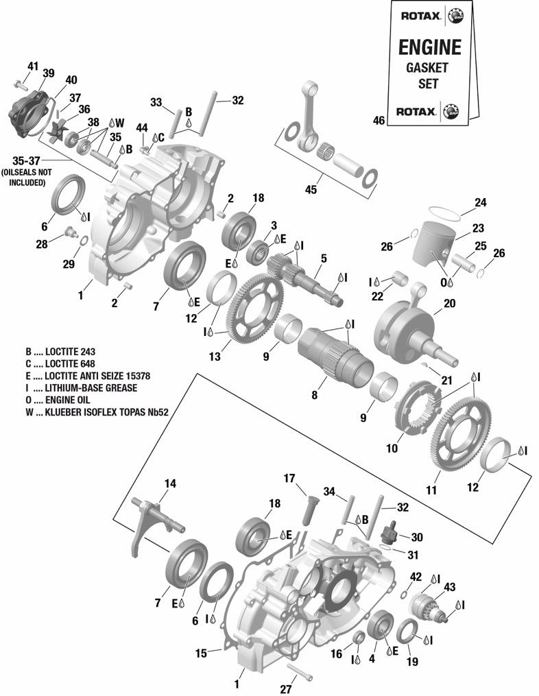 ROTAX - Kapitola 1 SKŘÍŇ MOTORU, KLIKOVÁ HŘÍDEL, PÍST, PŘEVODOVKA, E-BOX Prodejní cena - Kč POZICE KÓD Popis položky POČET KS bez DPH 1-2 0 R684234 Skříň motoru -