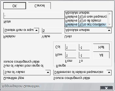 Ve spodním řádku zadáváte podmínku, podle které se určuje, zda je tato kombinace zajímavá(obrázek 5.43). Zadává se vzhledem k hodnotě kvantifikátorů.