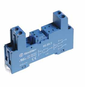 Řada Řada 95 - Patice a příslušenství pro řadu Patice se šroubovyḿi svorkami k upevnění na DIN-lištu, 95.85.3 95.85.30 zásuvka pro indikační a odrušovací EMC členy 99.80 modrá černá Relé.52,.