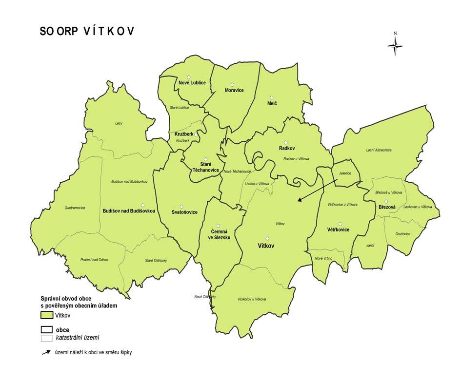 správní obvod podle obcí, za rozdělení zodpovídá vedoucí odboru sociálních věcí (dále jen vedoucí odboru). Pracovníci OSPOD mají rozdělenou agendu podle území.