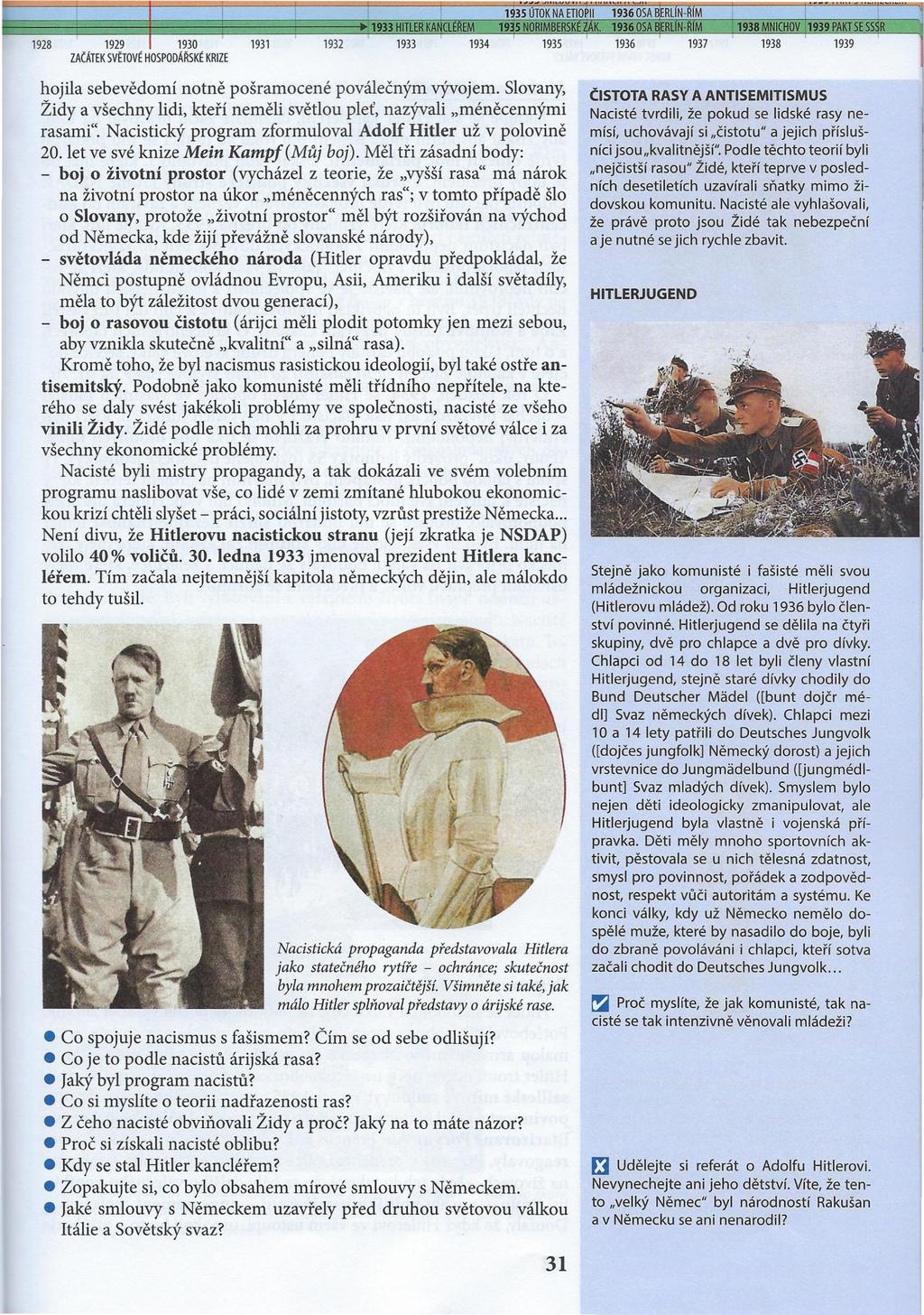 1~8 1~9 l~o 1m ZAČÁTEK SVĚTOVÉ HOSPODÁŘSKÉ KRIZE 1933 HITlERKANCl EM 1932 1933 1934 1935 1936 1937 hojila sebevědomí notně pošramocené poválečným vývojem.