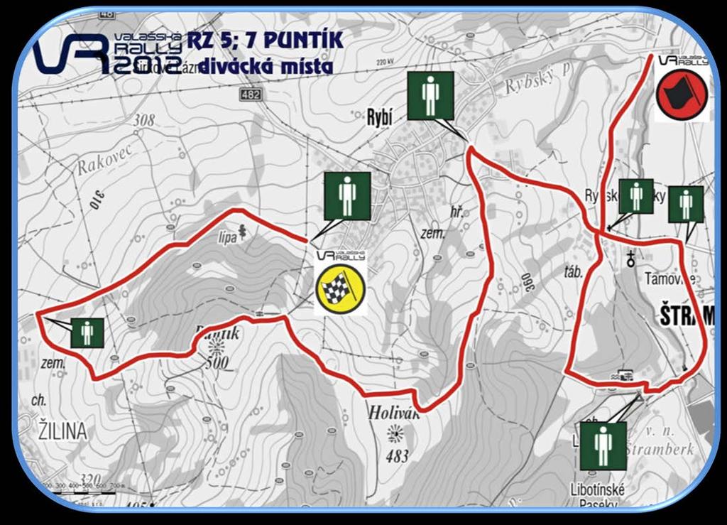 II. etapa VALAŠSKÉ RALLY 2012 rychlostní zkoušky RZ 5; 7 PUNTÍK (Závišice - Rybí ) Délka: 13,38 km Čas prvního jezdce: Uzavírky: (5) 24. 03.