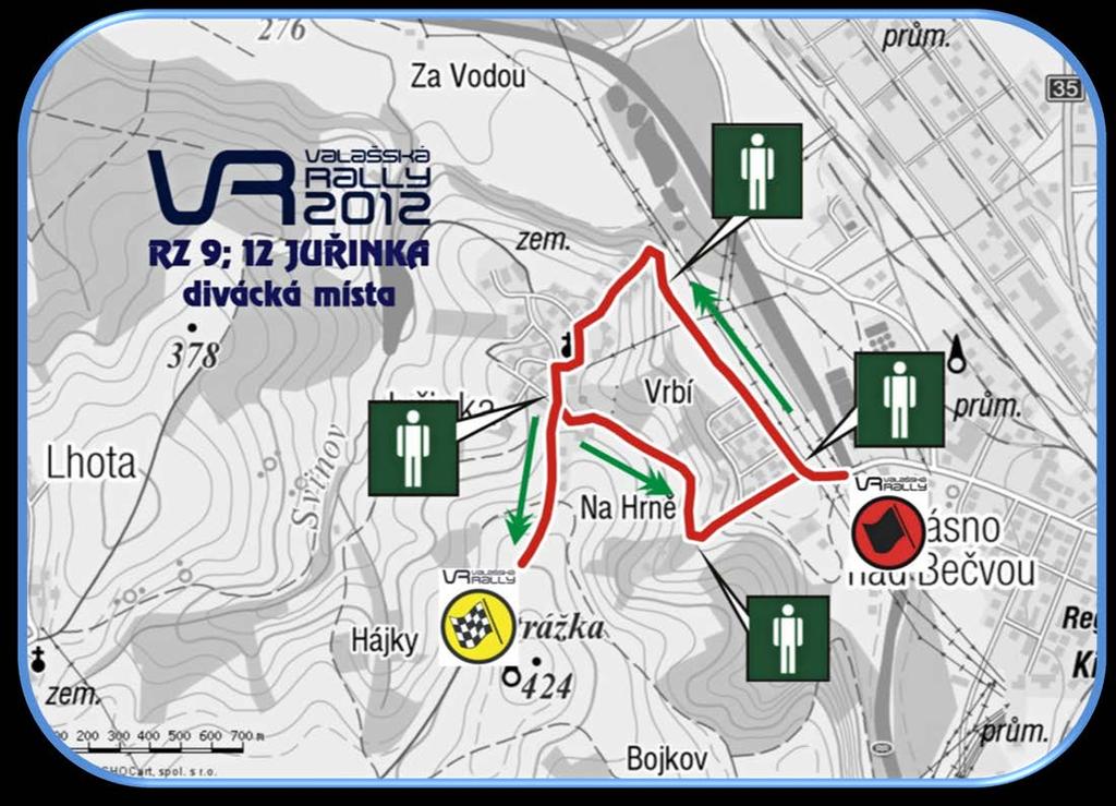 RZ 9; 12 JUŘINKA (městský polokruh Valašské Meziříčí) Délka: 7,70 km Časy průjezdů: Uzavírka: (9) 24. 03.