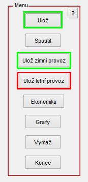 stisknout tlačítko Ulož pro načtení hodnot letního provozu (okraj tlačítka opět zezelená viz. Obr.