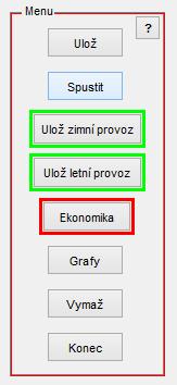 8) Po skončení simulace je potřeba uložit simulované průběhy a hodnoty tlačítkem Ulož letní provoz