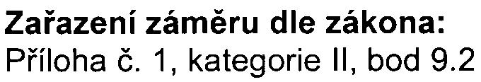 Praha Hostivaø Zaøazení zámìru dle zákona: Pøíloha è. 1, kategorie II, bod 9.