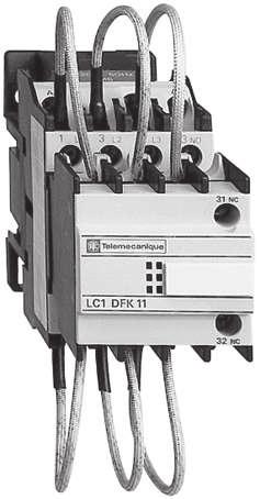 Typová označení Stykače TeSys 5 Pro spínání trojfázových kondenzátorových baterií pro kompenzaci účiníku Přímé zapojení bez tlumivek Speciální stykače Speciální stykače LC1 DpK jsou určeny pro