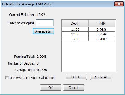 Pravým tlačítkem myši se klikne na Point Editor a v menu se zvolí Zprůměrování TMR (Average TMR). Zobrazí se panel Výpočet průměrné hodnoty TMR (Calculate an Average TMR Value, viz obr. 13).