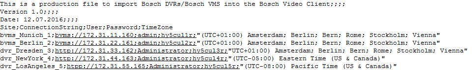 Bosch Video Management System Koncepce cs 21 Záhlaví sloupce TimeZone Popis Časové pásmo počítače s aplikací Configuration. Toto pole může být prázdné.