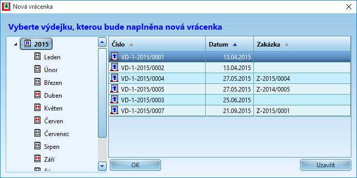 Jak co v OCEP udělat 117 3.1.4.5.3 Vrácenky Novou Vrácenku můžeme založit několika způsoby.