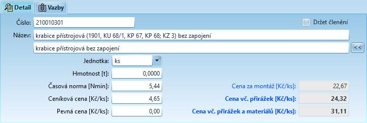 36 Zobrazení záložek se zapíná a vypíná z menu "Zobrazit" volbou "Záložky". Záložky najdeme pod seznamem položek (tabulkou) a jsou na nich všechny informace aktuální položky.