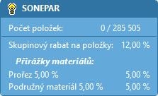 j eho skupina): - pod názvem ceníku se zobrazuje počet položek v aktuální skupině / celkový počet položek v ceníku - dále pokud je nastaven (je nenulový), tak