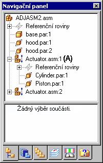 Nastavitelné a pevné sestavy Práce s nastavitelnými sestavami Pokud nastavíte podsestavu jako nastavitelnou, všechny vazby sestavy existující v podsestavě se vyřeší na úrovni aktivní sestavy.