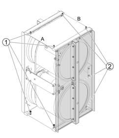Postup při montáži: Upozornění: Rotační rekuperátor je uchycen 8 šrouby, čtyřmi na každé straně (A a B), viz obrázek 6.