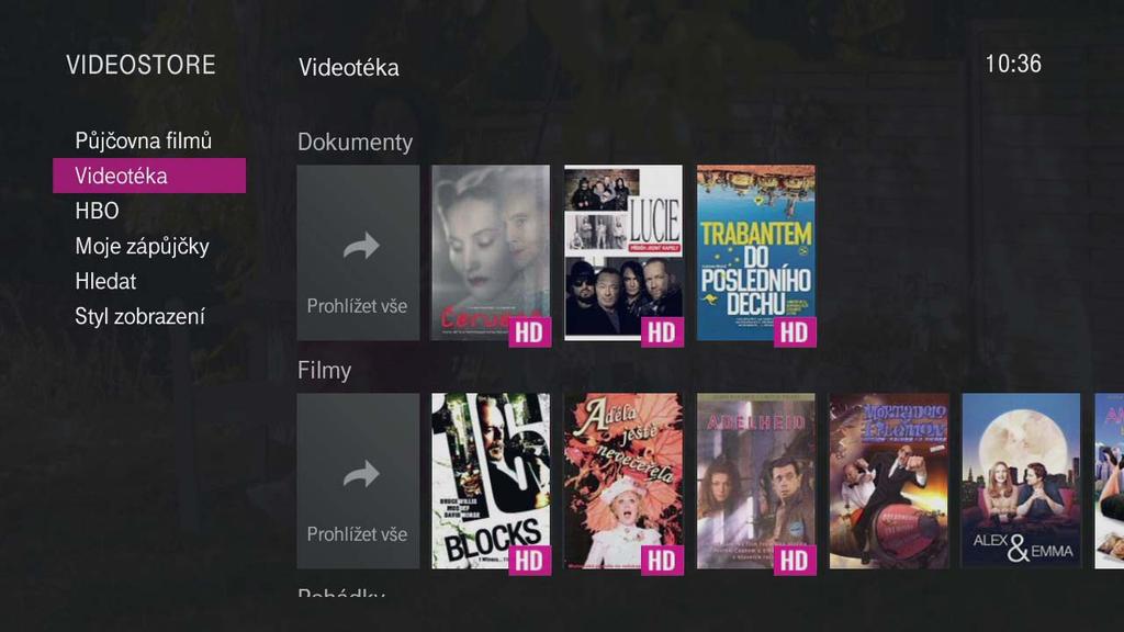 VIDEOTÉKA / VIDEOSTORE Videotéka VIDEOSTORE vám umožní přístup k titulům různých žánrů v pohodlí vašeho obývacího pokoje.