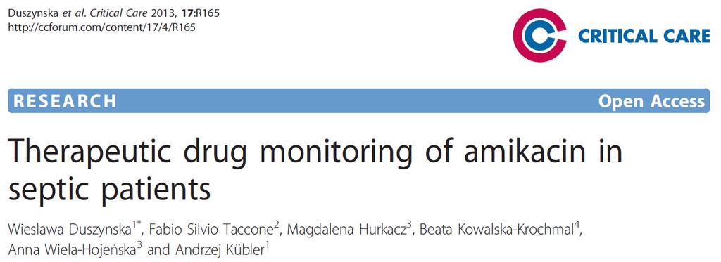 Methods: Dávka Amikacinu - 18-30 mg/kg úprava dávkování podle hladin amikacinu Cílová vrcholová koncentrace/mic patogenu (Cmax/MIC) 8 Results: Jen 17%