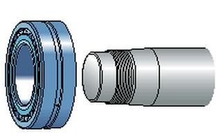 povrch díry ložiska se lehce potře řídkým minerálním olejem a ložisko se nasune opatrně na čep.