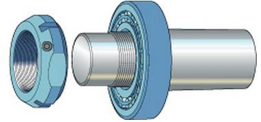 Dalším pumpováním se ložisko posune o 0,45 mm do konečné polohy. K měření axiálního posunutí se vloží do hydraulické matice číselníkový úchylkoměr.