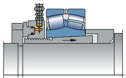 Obr. 3.2 hydraulická matice našroubována na hřídeli s koncovou matici KM 12 [10] Připojte čerpadlo, uzavřete ventil a čerpejte tak dlouho, dokud není ložisko uvolněno.