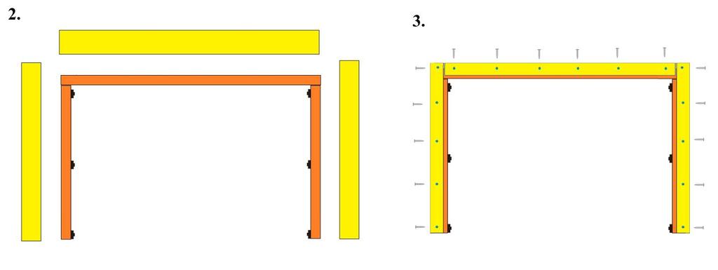 Přišroubujte lišty k rámu garážových vrat: Poté vložte rám dveří na určené místo. Dalším krokem je přichyťte lišty z vnitřní strany garáže. Každá lišta musí být přichycena minimálně 5 vruty!