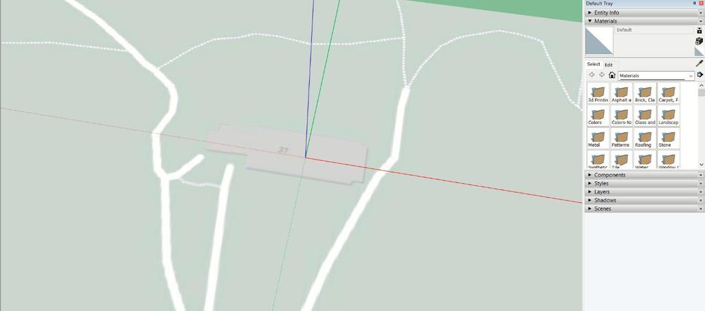 stavbu modelovat. K tomu posloužila funkce Geo-location, jež nám propojila vybraný úsek území v Google Maps se Sketchupem.