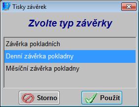 Denní závěrka Pokud jste si provedli kontrolu údajů podle předchozího bodu a provedli všechny další úkony, které běžně provádíte ( např.