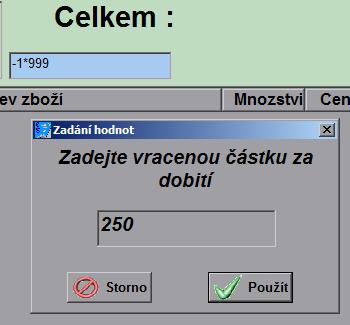 Telefonní karty Dobíjení telefonní karty Zadejte PLU 999 a postupujte podle pokynů na terminálu. V případě, že dojde k ověření tel.karty operátorem, připíše se mezi položky záznam Tel.Karta.