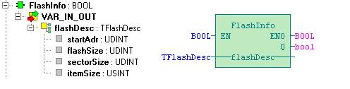 5.1 Funkce FlashInfo Knihovna : FlashLib Funkce FlashInfo vrátí informace o paměti flash do proměnné uvedené v parametru flashdesc. Tato proměnná musí být povinně typu TflashDesc (viz Datové typy).