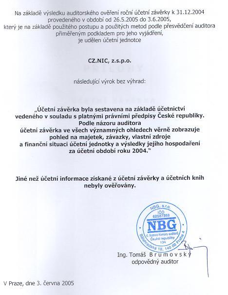 11. Zpráva auditora Auditorská společnost NBG, s. r. o.