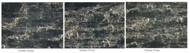 Zhoršující se jakost obrobeného povrchu byla pozorována i při vizuálním sledování povrchu pomocí mikroskopu Multicheck PC500 se zvětšením 75