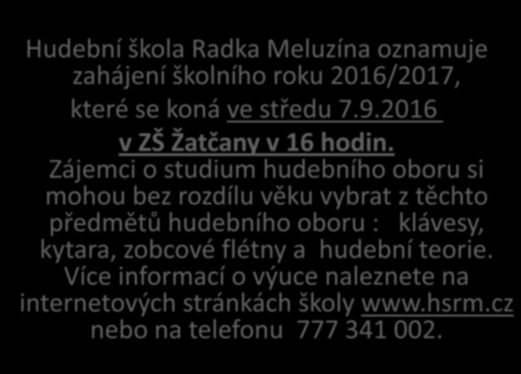 Zájemci o studium hudebního oboru si mohou bez rozdílu věku vybrat z těchto předmětů hudebního