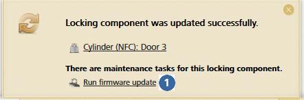 Stav uzamykací komponenty se tím upraví v celém systému. Úkon údržby se již nebude zobrazovat a v podrobnostech o uzamykací komponentě se zobrazí správná verze firmwaru.