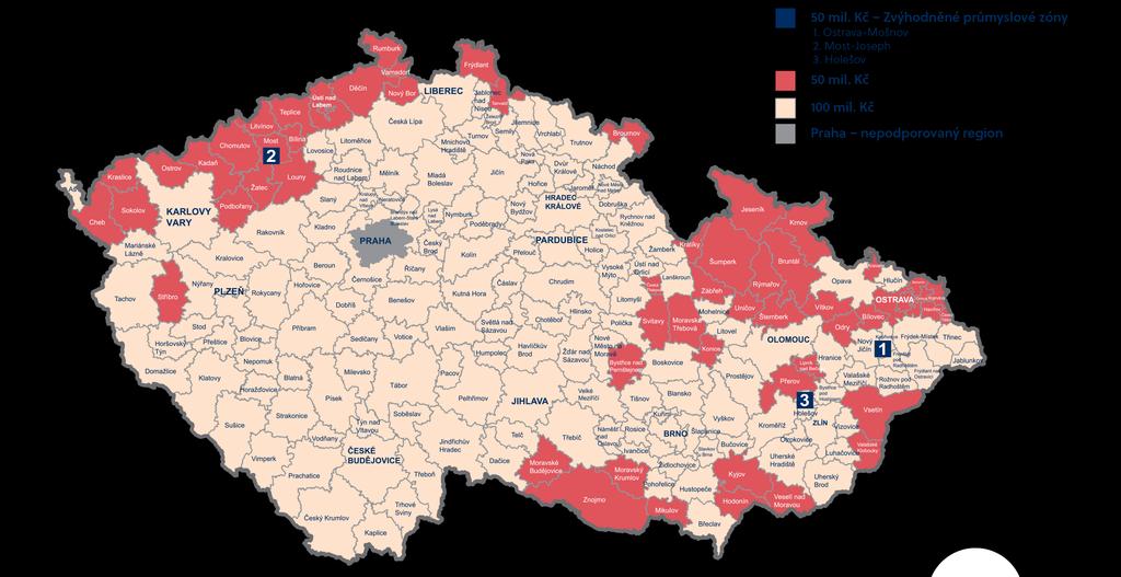 39 Minimální investice dle regionů Zdroj: Map