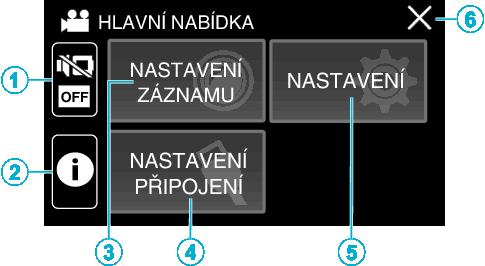 Začínáme Obrazovka menu (režim záznamu) Obrazovka menu (režim přehrávání) 1 Tlačítko TICHÝ Použití tichého režimu (A str 23) 2 Tlačítko INFO Kontrola zbývajícího času