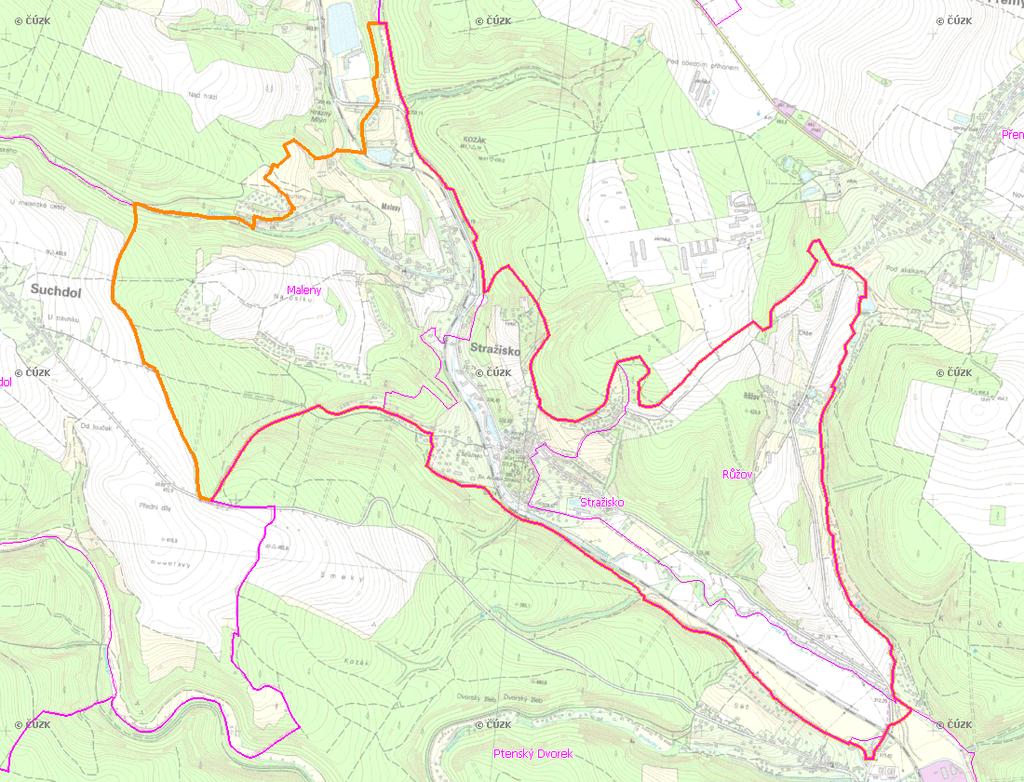 A. NÁZEV OBCE Název části obce (ZSJ): Stražisko Mapa A: Území obce Přehledová mapka