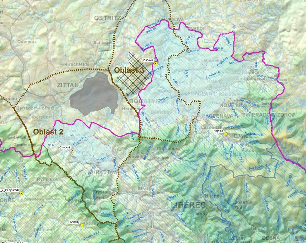 2. Vymezení řešené oblasti a popis systému zásobování vodou Povrchový důl Turów leží na polském území v jihovýchodní části žitavské pánve v povodí Lužické Nisy a Olešky.