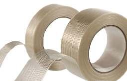 Filamentní lepicí pásky speciální pevnostní lepící páska z PP (polypropylen) nosičem je polypropylenový materiál, který je podélně nebo křížově vyztužený sklolaminátovými vlákny