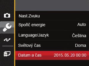 Obnovení datumu/času Po prvotním nastavení jazyka můžete změnit nastavení datumu/času podle následujících pokynů. 1.